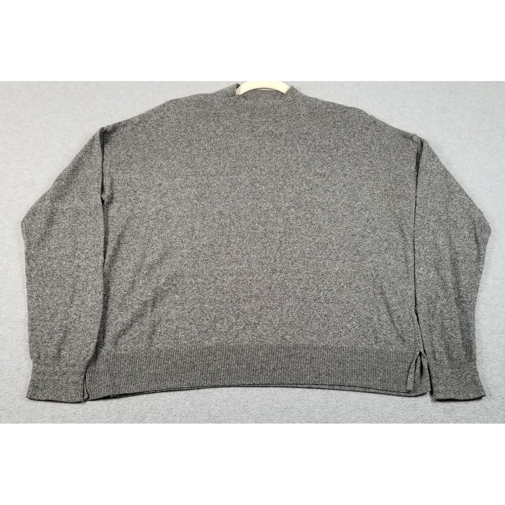 Old Navy Sweater Women Medium M Gray Mock Neck Long Sleeve Knit Casual Pullover